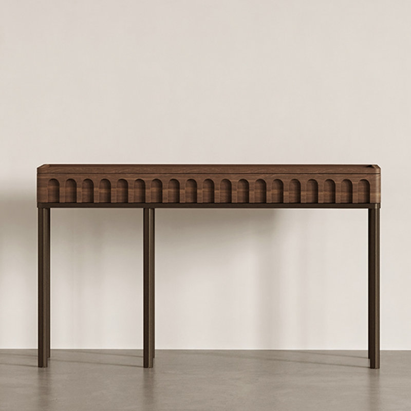 Console en acier inoxydable de style médiéval, H 31,8 po x l 59 po x P 13,7 po