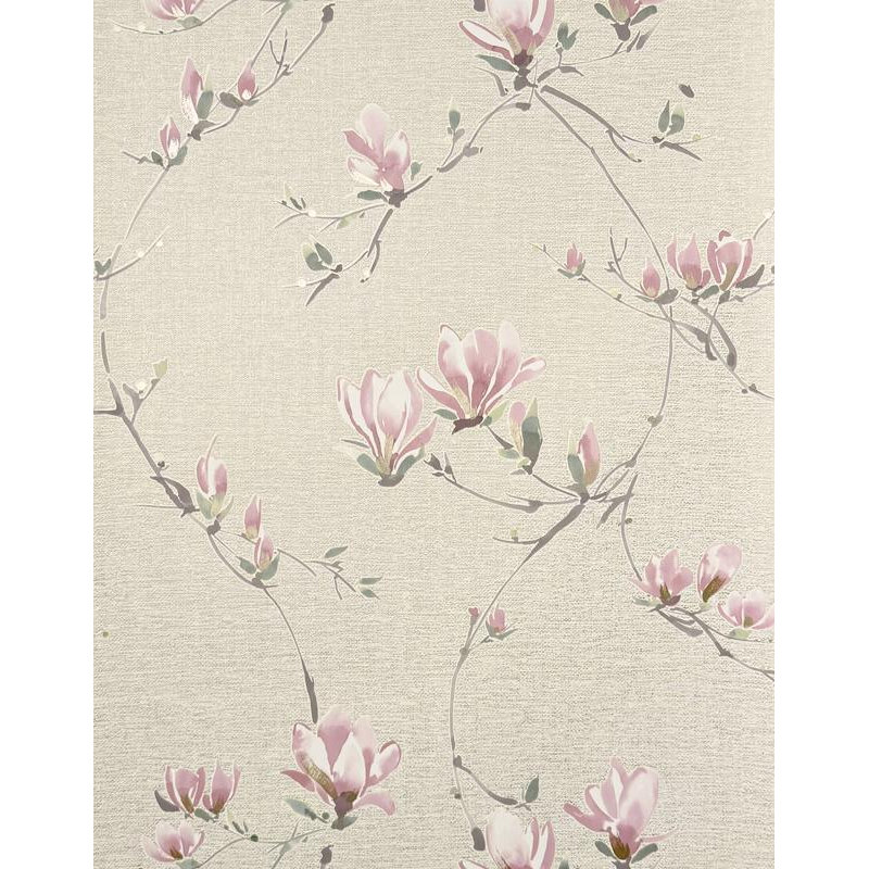 Isla Plain Grey Luxury Textured Vinyl Wallpaper, Pink