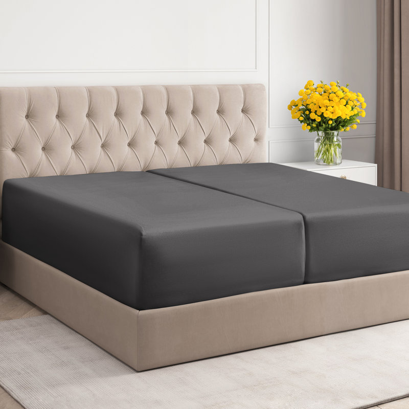 Drap-housse extra profond, drap de lit respirant et rafraîchissant, doux, convient aux matelas de 18 à 24 pouces, Gris foncé