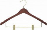 Hangers With Clips for Suit/Coat, Walnut/Brass