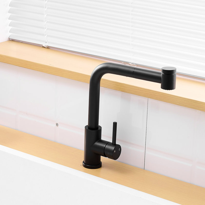 Black Pull Out Spray Kitchen Faucet - Single Handle Tap For Bathroom And Sinks Matte Sink With Pull-Down Modern Style All