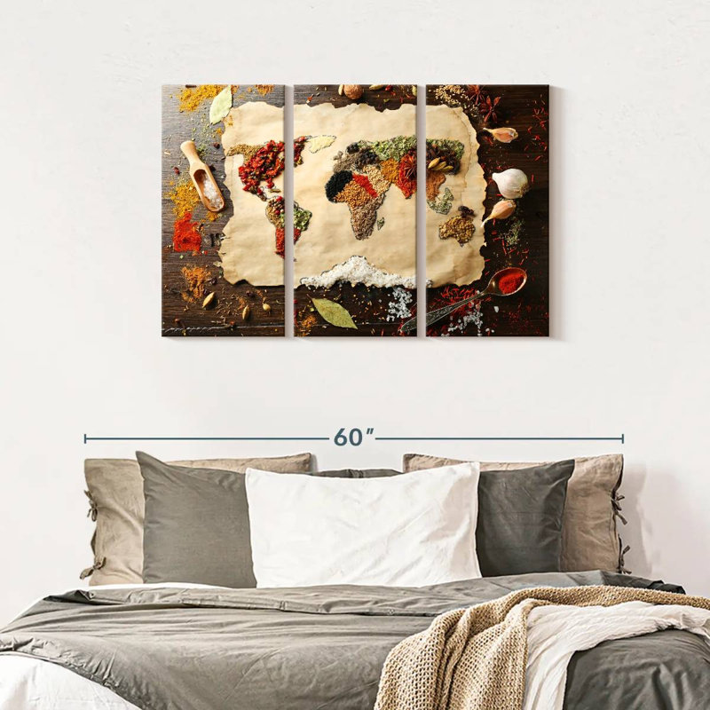 " World Spices " 3 - Pieces, 28" H x 45" W x 1.25" D