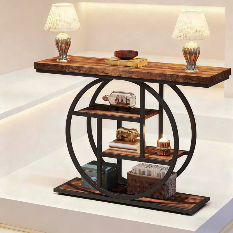 Table console 41,3 po, Brun / Noir, Bois