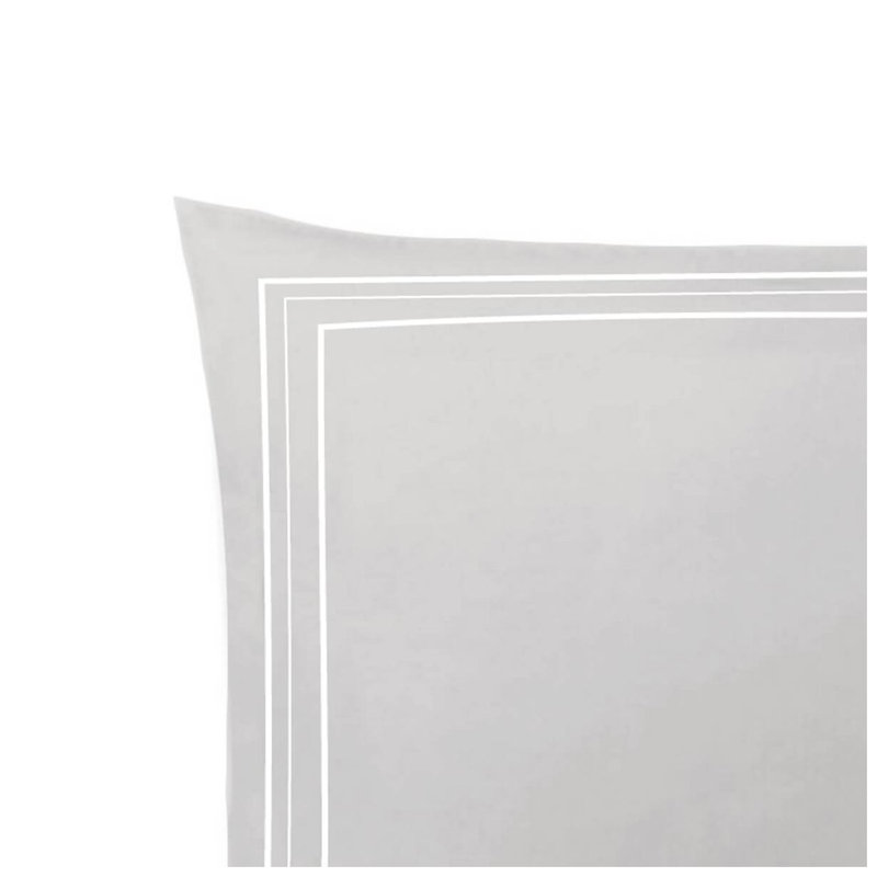 400TC Cotton Classic Luxurious Embroidery Sateen Solid Euro Sham, 22"H x 22"W, White/Light Gray