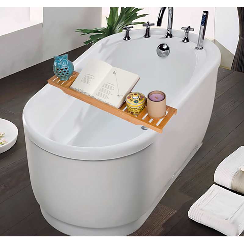 Natural Bamboo Slatted Freestanding Bathtub Tray