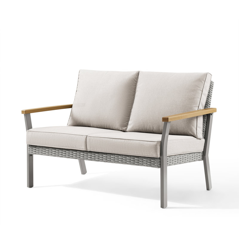 Canapé 2 places pour causeuse de patio, Coussin beige / structure grise