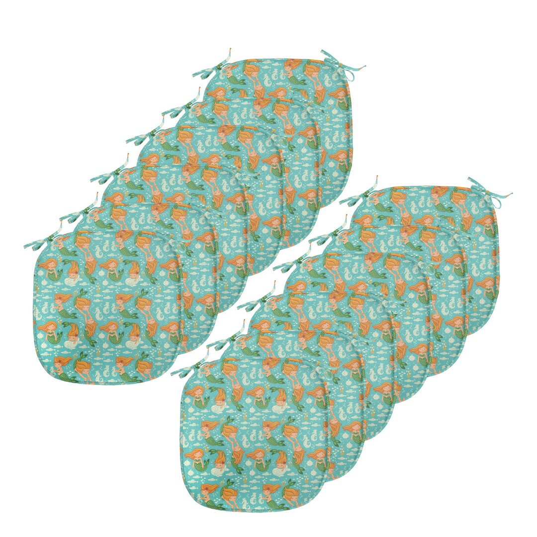 Kissen mit Riemen für Küchensitze, Cartoon-Charakter Meer, Turquoise Marigold Grün