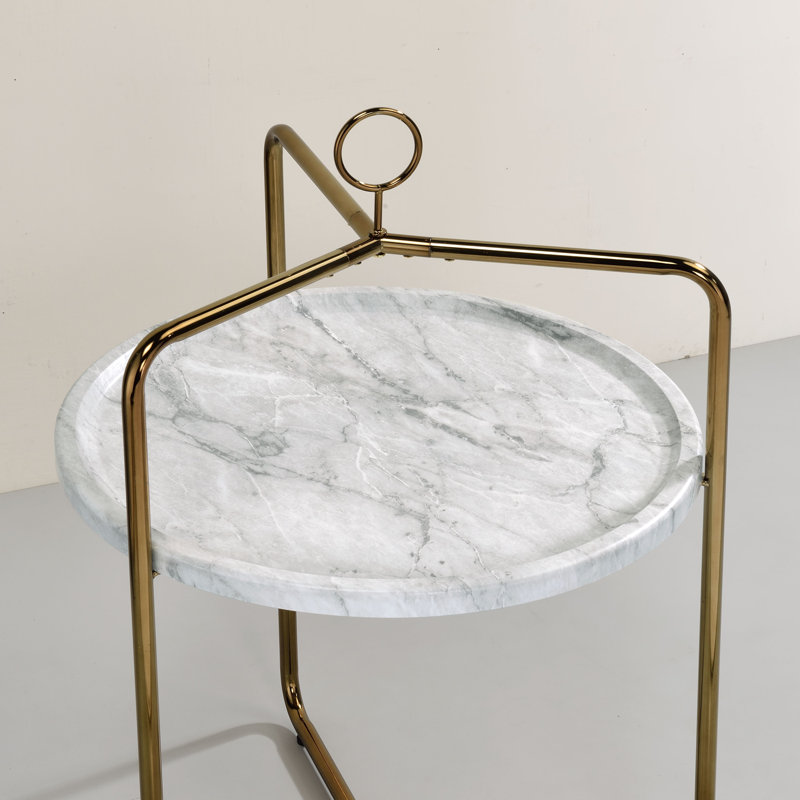 Table de bout Dunaway, Bronze, Blanc