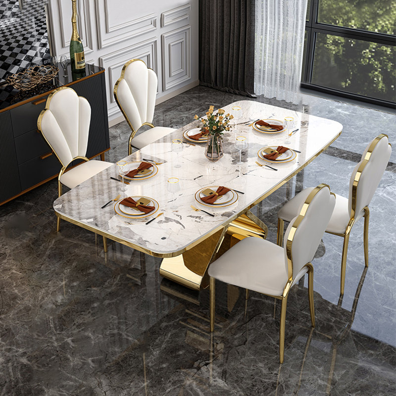 Pedestal Dining Set, 29.53" H x 62.99" L x 35.43" W, 5