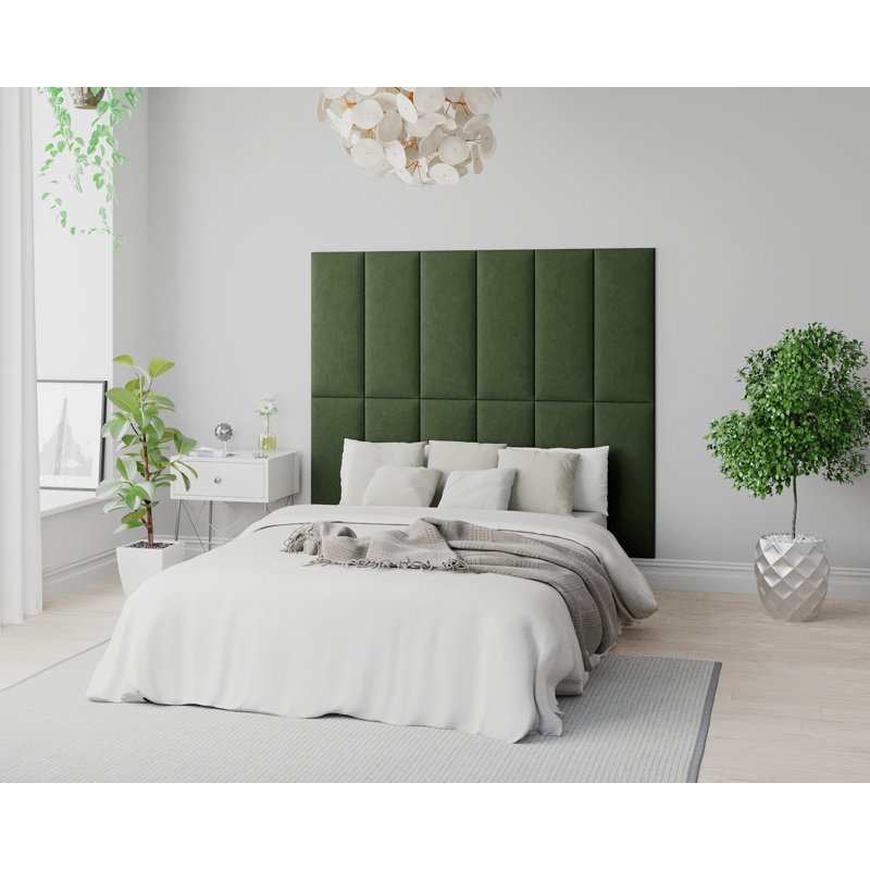 Kayana 30 cm x 75 cm Peel and Stick Upholstered Wall Paneling in Forest Green