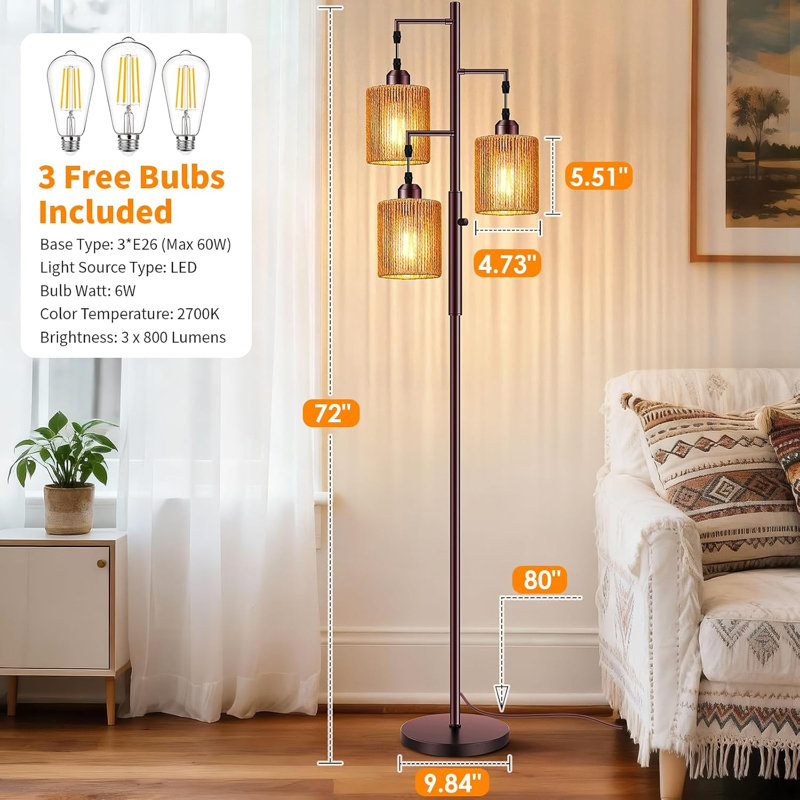Lampe sur pied 72 po Boho