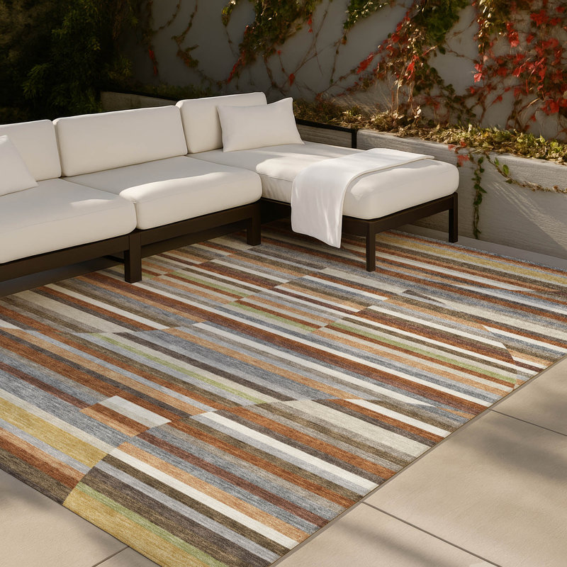 Machine Washable Indoor/Outdoor Chantille ACN2600 Stripes Rug, Paprika, 3' x 5'