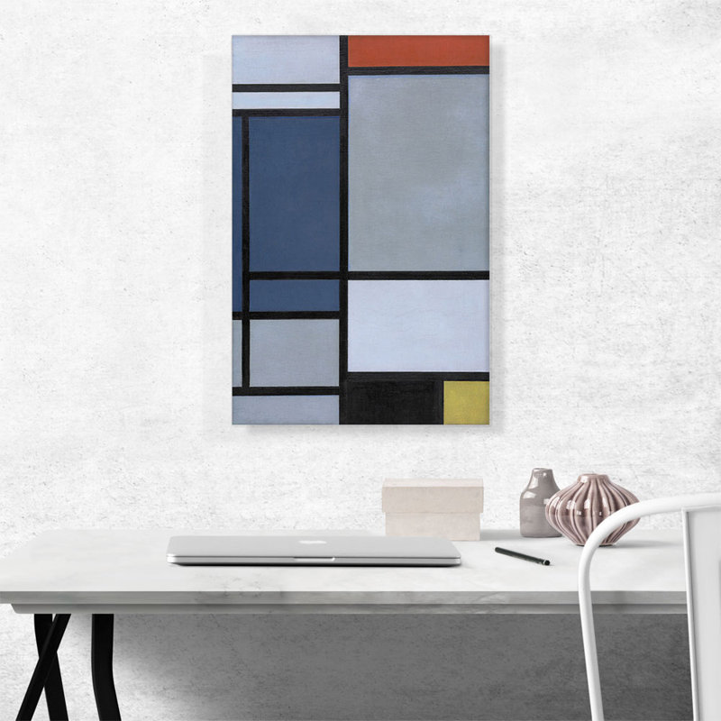 Composition avec rouge, bleu, noir, jaune et gris 1921 par Piet Mondrian - reproduction d'art sur toile tendue