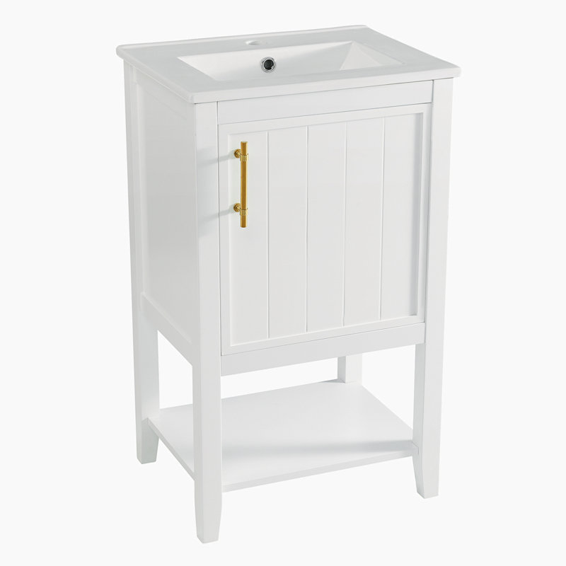 Meuble-lavabo simple 20 po avec plateau Skyanne, Blanc