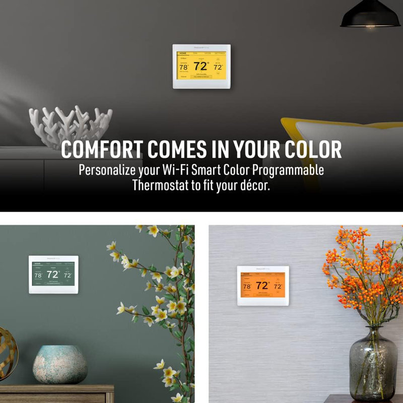 Smart Colour Thermostat Energy Star Wi-Fi Programmable Touchscreen Alexa Ready - C-Wire Required, Not Compatible with Line Volt Heating