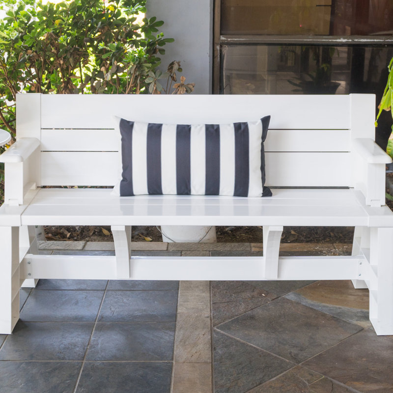 Josephine Striped Outdoor Reversible Throw Pillow, Navy