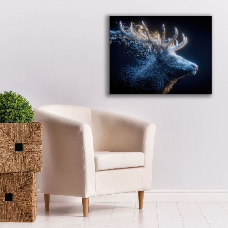 «Majestic Moon Deer. Art mural sur toile 2 pi par Ann Klee, 34 po x 26 po, H 26 po x l 34 po