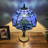 Lounsbury Tiffany Style Table Lamp Blue Stained Glass Baroque Style Lavender LED Bulb Included 12"W*12"D*19"H
