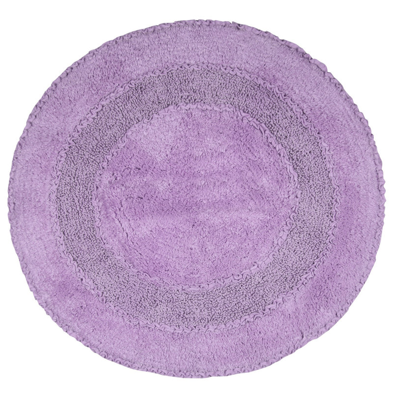 Plush Cotton Round shape bath Rug, Purple, 30"W x 30"L