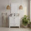 Meuble-lavabo de 30 po avec cadre en bois massif et comptoir de meuble-lavabo autoportant avec lavabo blanc