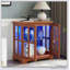 Vitrine à DEL rétro avec tablettes réglables et portes en treillis pour le décor et l'organisation de la maison-559475637