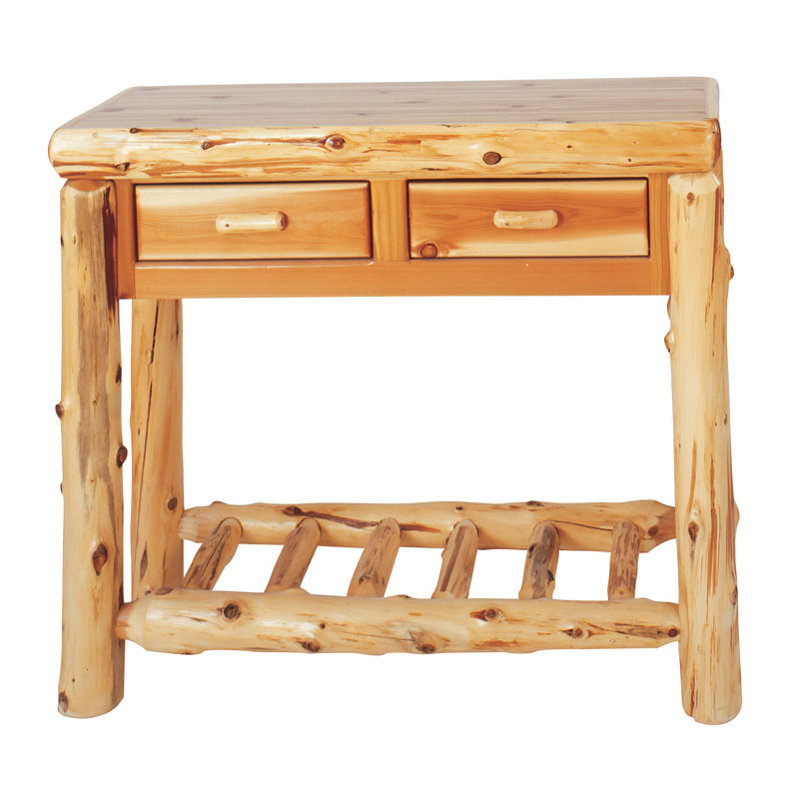 Fireside Lodge Cedar Log Two Drawer Sofa Table - Natural