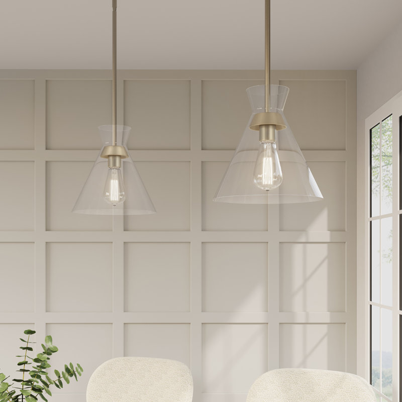 Luminaire suspendu 1 lumière Amarella, Or moderne, H 46,3 po x l 10 po x P 10 po