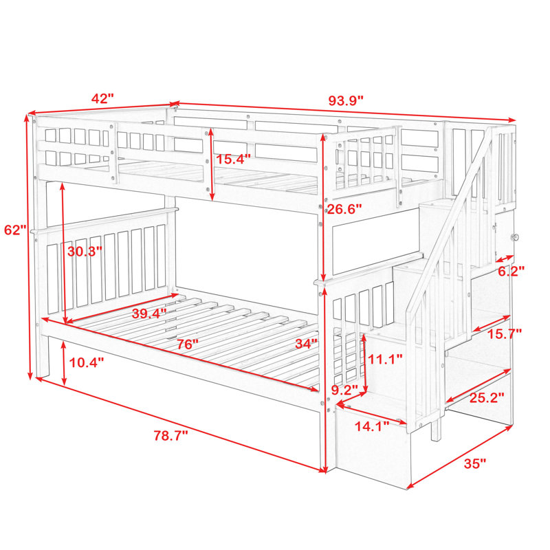 Abruscato Kids Twin Over Twin Bunk Bed, Espresso