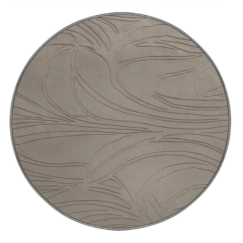 Machine Washable Abstract Gray Area Rug, Round 8'