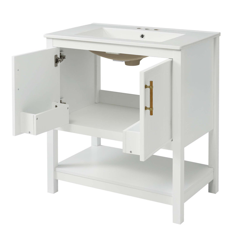 Meuble-lavabo blanc 30 po avec lavabo en céramique