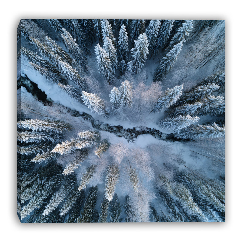«Winter River», art mural sur toile tendue, H 12 po x l 12 po