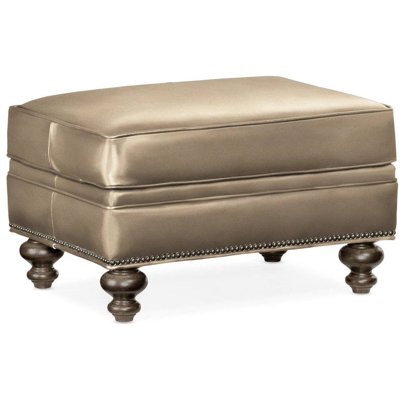 West Ottoman, Gunmetal, Cobblestone, Aline Fumo Genuine Leather