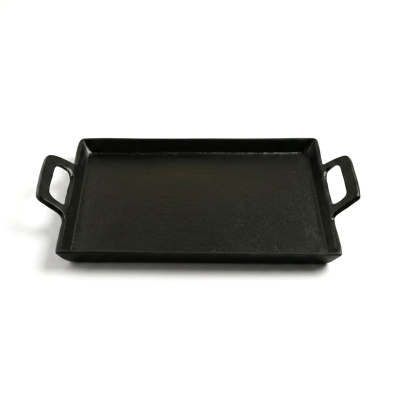 Black Alum. Tray With Handles, 2" H x 10" W x 14" D
