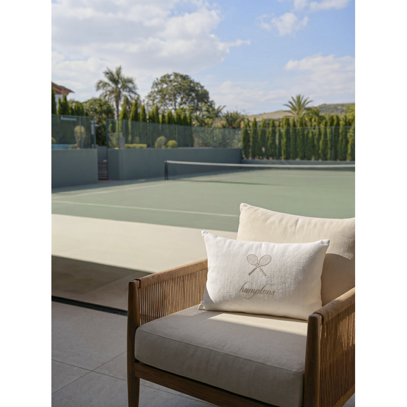 Oreiller en lin Hamptons Tennis Club, Duvet synthétique