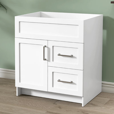 Armoire de salle de bain autoportante l 30 po x P 21,5 po x H 33,44 po sans plateau blanc autoportant non assemblé