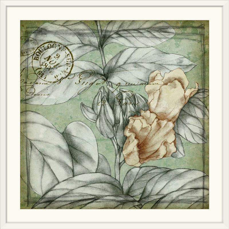 « iii » jennifer grolier, impression Postmark Tropicals, H 38 po x l 38 po x P 1 po, Cadre blanc