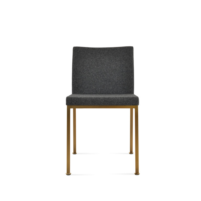 Aria Metal Side Chair in Wool, Dark Gray, Gold