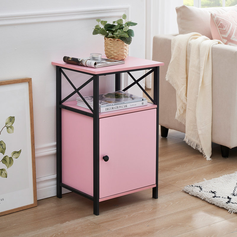 Iron Bedside Table, Pink