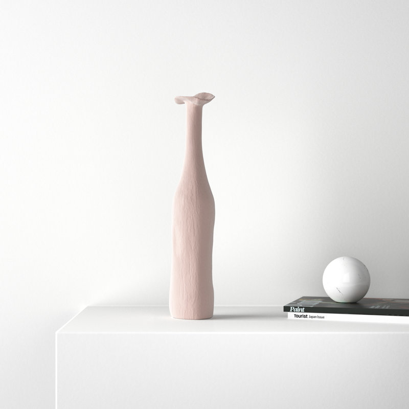 Paso Handmade Ceramic Table Vase, White, 15.6" H x 3.4" W x 3.4" D