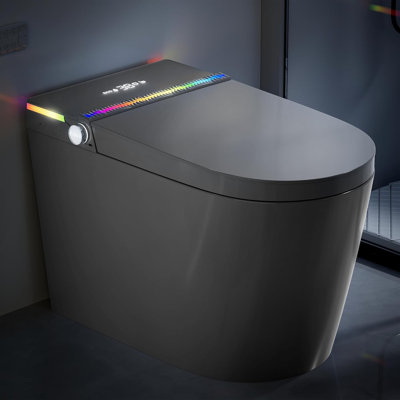 Yingze Smart Toilet with Bidet, Tankless One-Piece Toilet with Auto Open/Close Lid, Heated Seat & Warm Water, Foot Sensor Flush, ADA Compliant, LED Night Light - 1.28 GPF