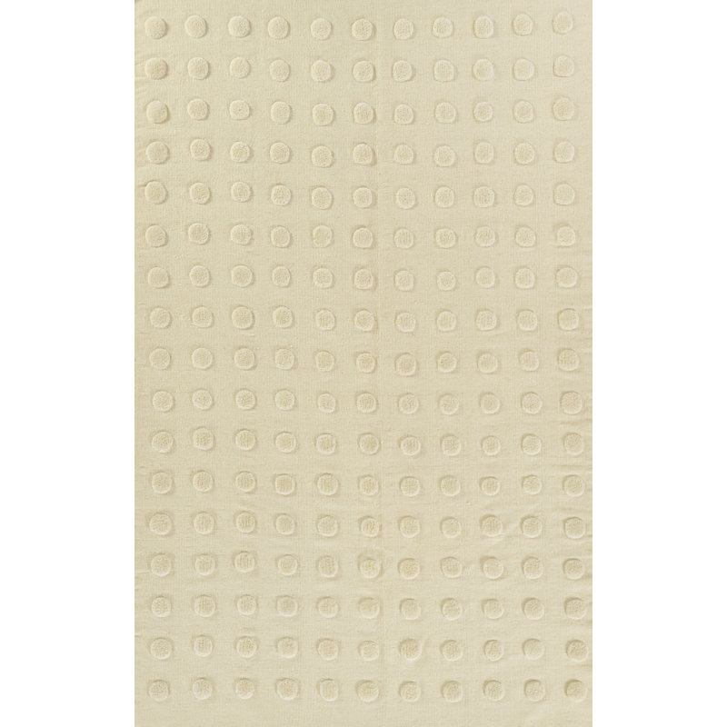 Wool Area Rug in Beige, Rectangle 5' x 8'