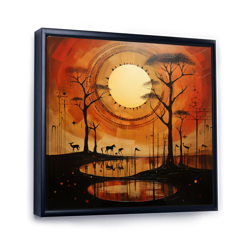 African Savannah Serenade IV sur toile, H 30 po x l 30 po x P 1 po, Cadre flottant noir