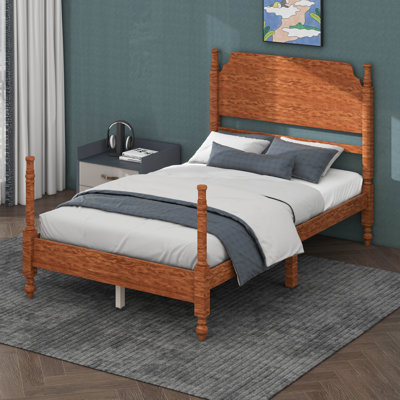 Lit poteau en bois traditionnel, lit plateforme rétro, aucun sommier requis, assemblage facile