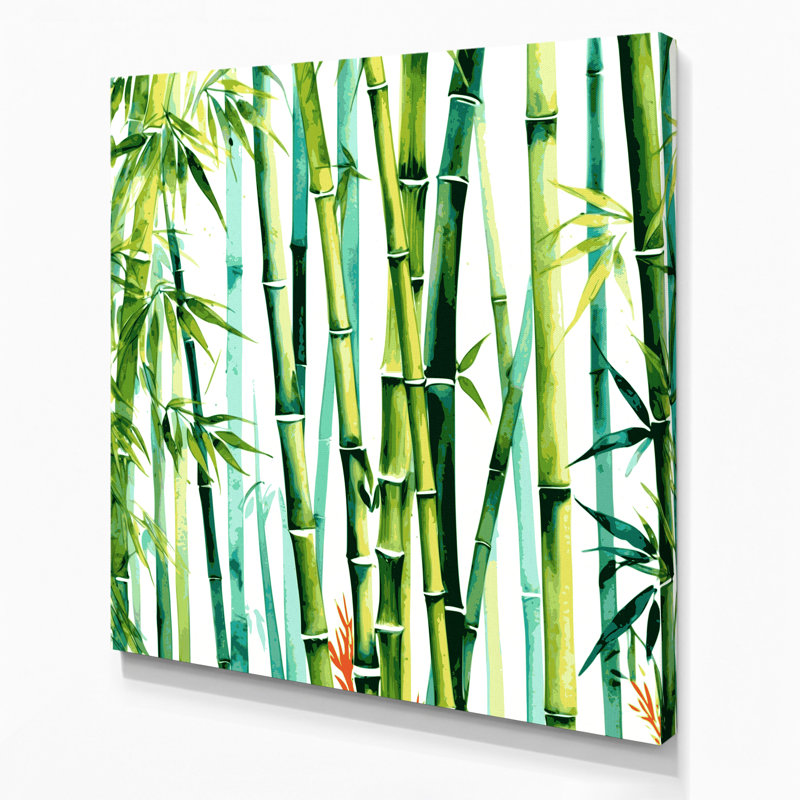 Toile hawaïenne en bambou, art mural beige sur toile, H 32 po x l 32 po