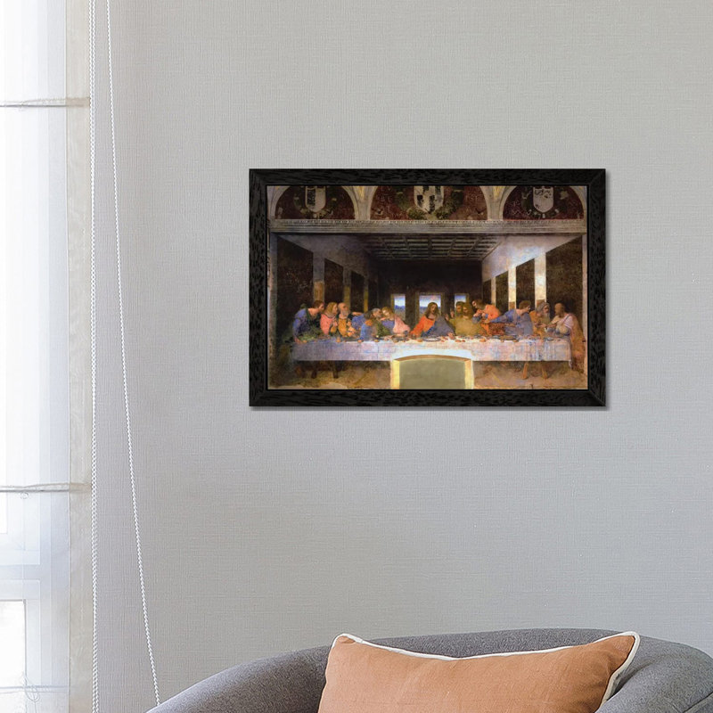 The Last Supper by Leonardo Da Vinci - Painting on Canvas, Black Framed, 101.6 cm H x 66.04 cm W