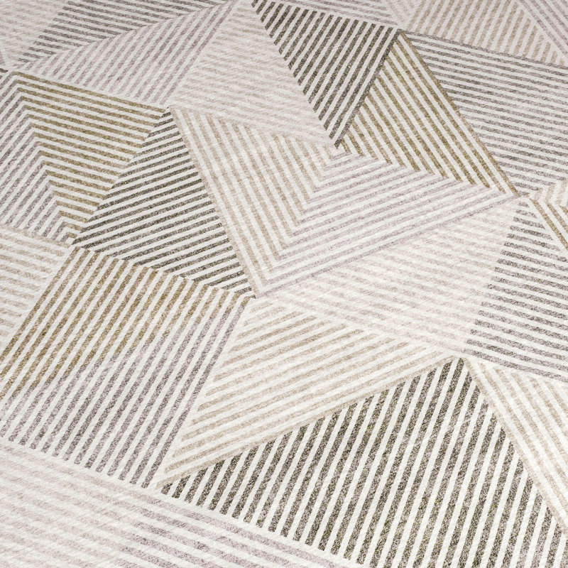 Tapis beige à motif géométrique moderne lavable à la machine Jahree Miles, Beige, Rectangle 7 pi 6 po x 9 pi 6 po