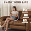 180cm Faux Leather 2-Seater Sofa With Solid Wood Frame, Spring Seat Cushion and Two Throw Pillows-949865232