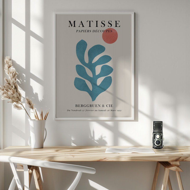 "Matisse floral", art mural texturé encadré, Blanc, H 14 po x l 10 po