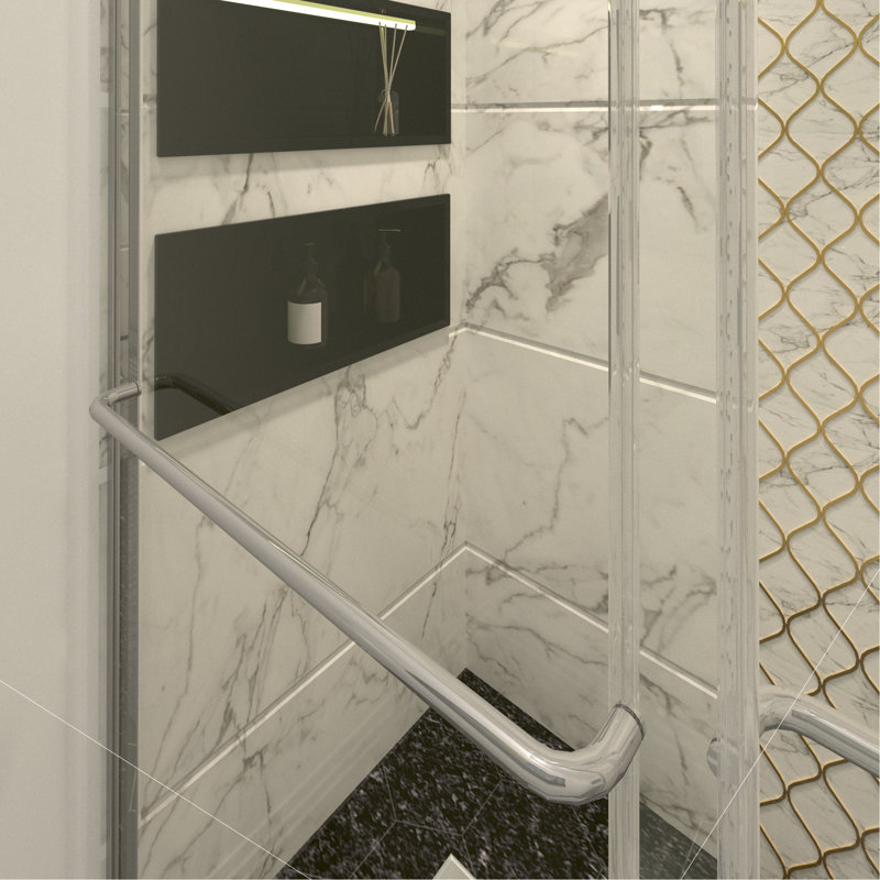 PORTE DE DOUCHE ANTI-COLLISION AVEC INSTALLATION FACILE, Chrome