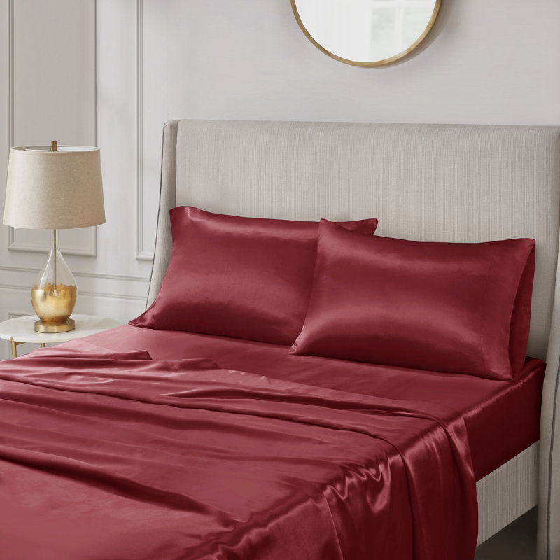 Taies d'oreiller 2 pièces Satin Luxury, Taie d'oreiller taille très grand, Rouge